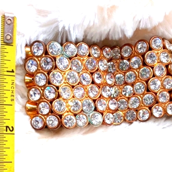 💞SALE!💞 Vintage Heavy RHINESTONE STRETCH Bracelet - Estate Jewelry - Picture 6 of 7